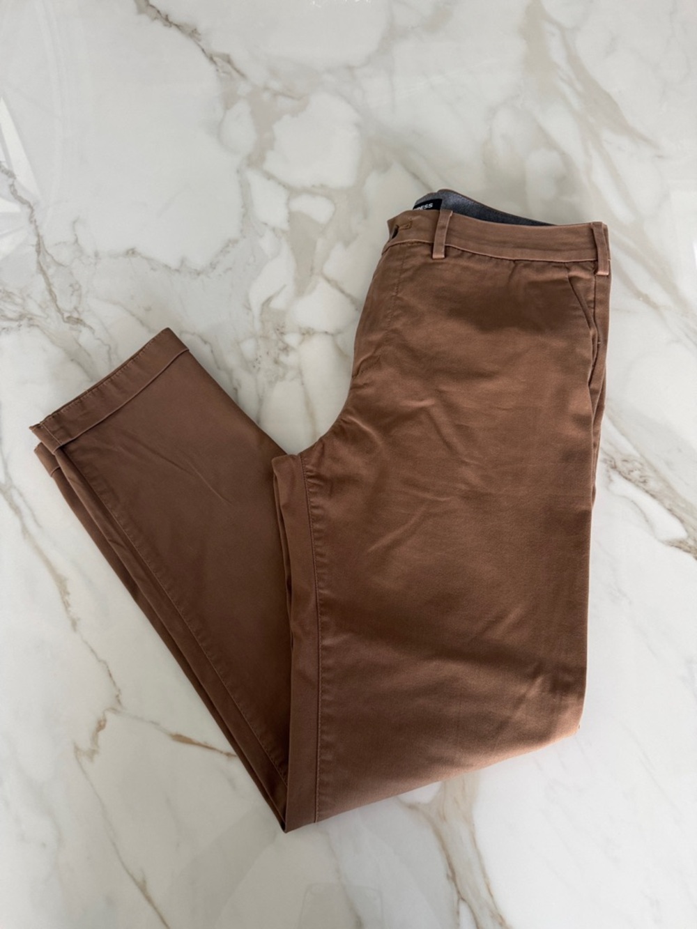Express Mens Brown Stretch Chino Pants